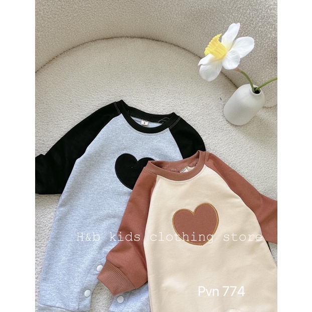 Body trái tim chất cotton da cá mềm mại co giãn siêu đáng yêu cho bé