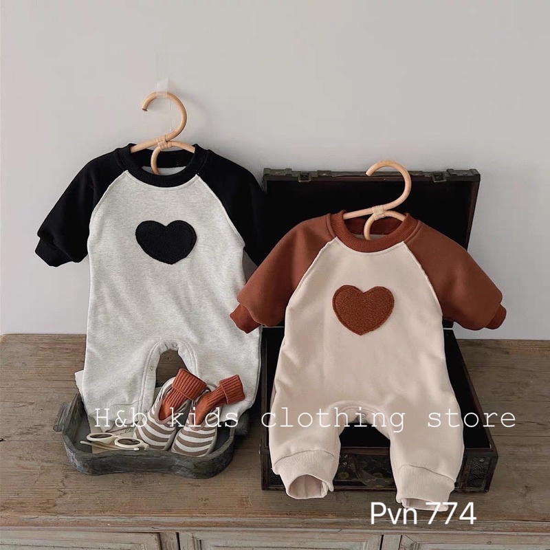 Body trái tim chất cotton da cá mềm mại co giãn siêu đáng yêu cho bé