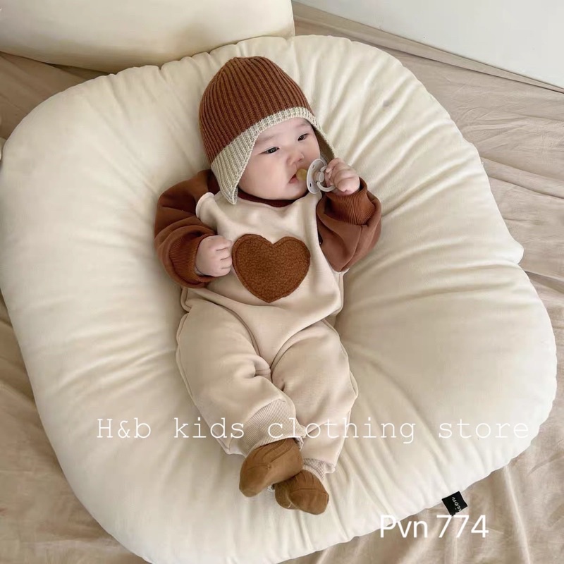 Body trái tim chất cotton da cá mềm mại co giãn siêu đáng yêu cho bé