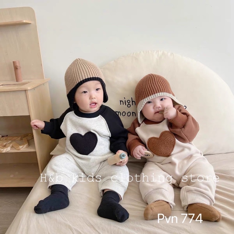 Body trái tim chất cotton da cá mềm mại co giãn siêu đáng yêu cho bé