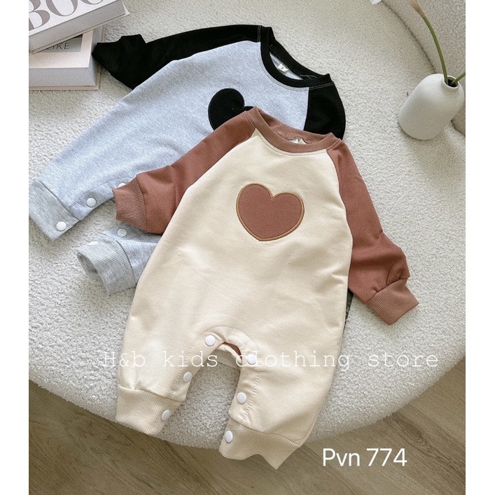 Body trái tim chất cotton da cá mềm mại co giãn siêu đáng yêu cho bé