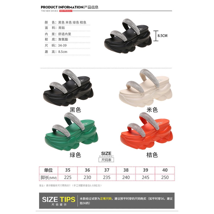 Nêm gót dép phụ nữ mùa hè mặc bên ngoài 2023 phong cách mới bánh xốp dày-khoát rhinestone thời trang flip-flops sand