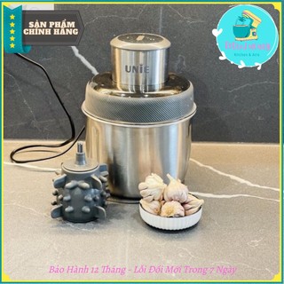 Máy xay thịt đa năng kèm trục bóc tỏi 300w cối inox UNIE màu xám