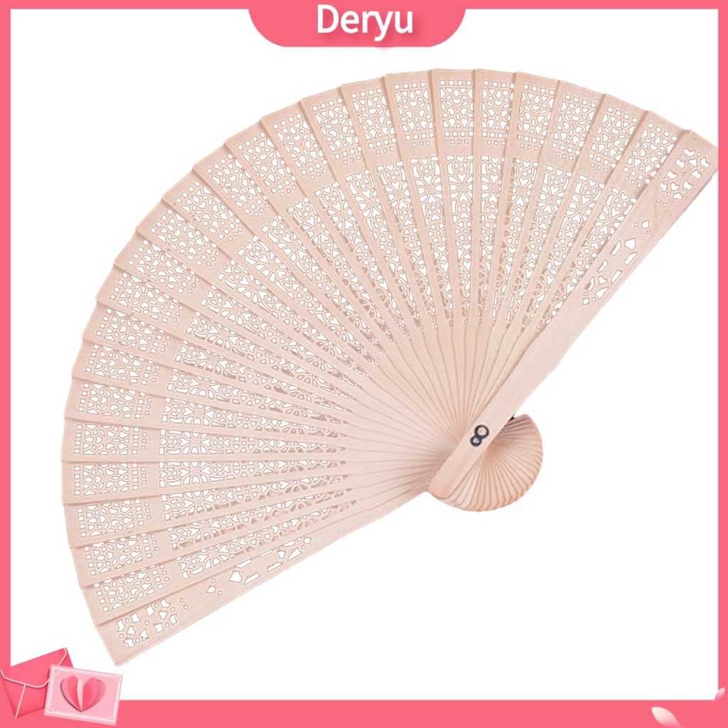 Quạt Gấp Bằng Gỗ Đàn Hương Phong Cách Trung Hoa 8 Inch