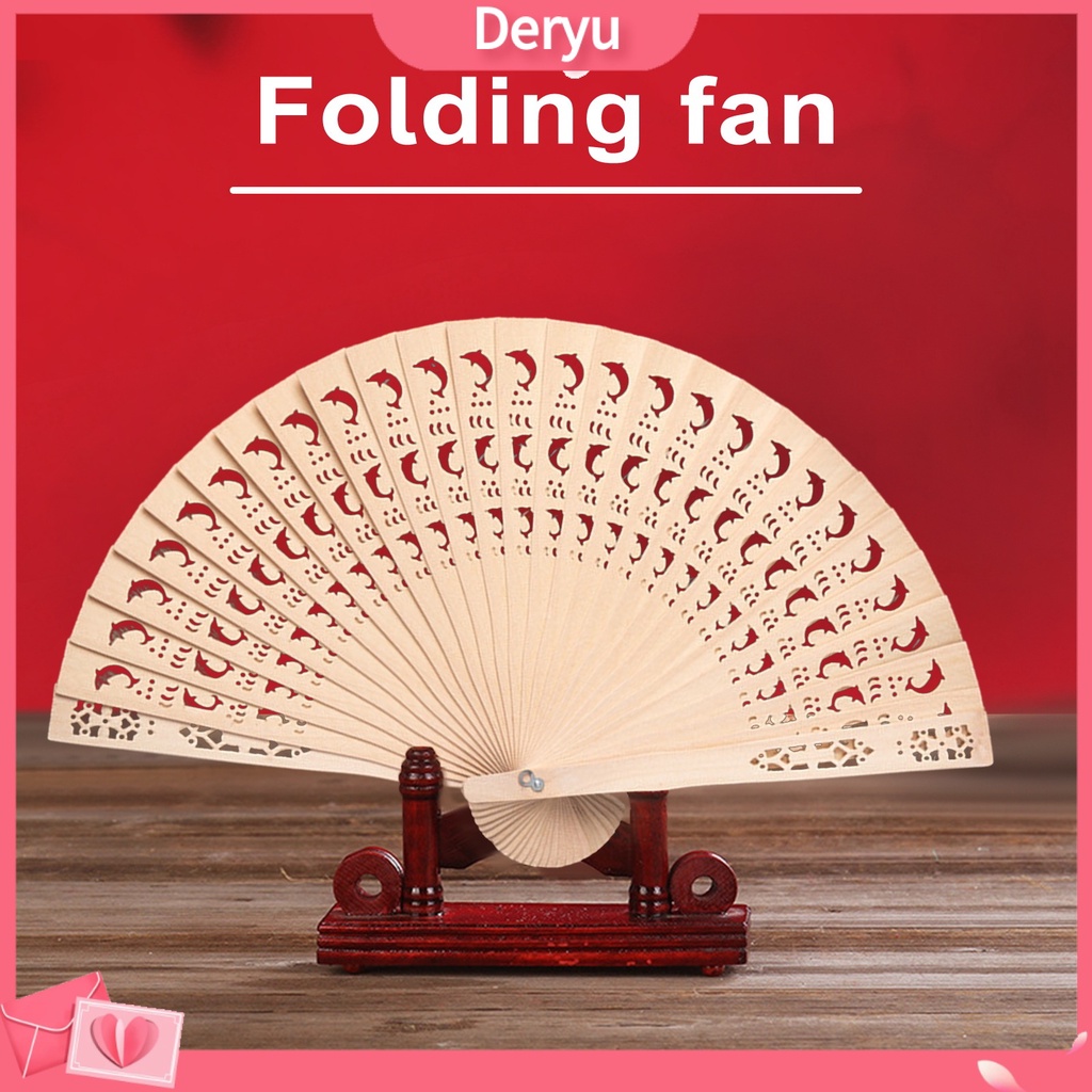 Quạt Gấp Bằng Gỗ Đàn Hương Phong Cách Trung Hoa 8 Inch