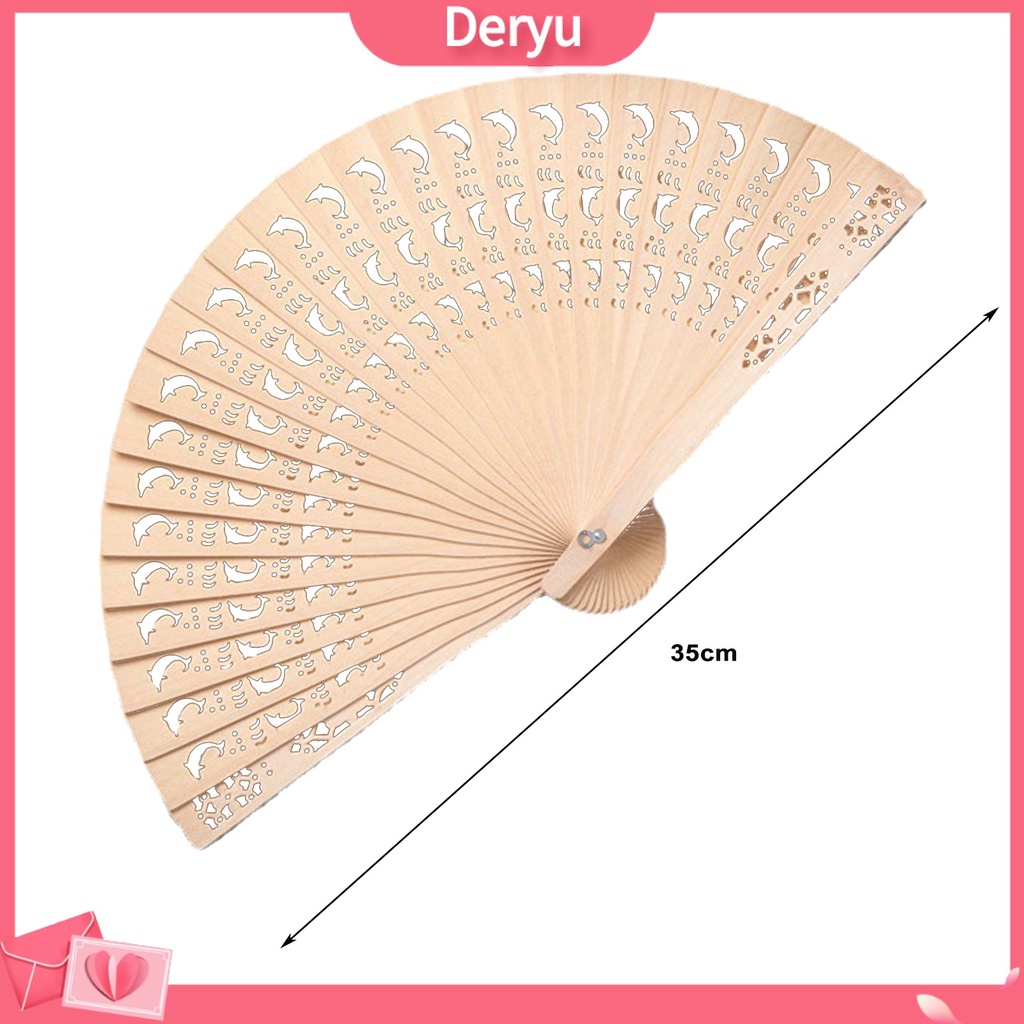 Quạt Gấp Bằng Gỗ Đàn Hương Phong Cách Trung Hoa 8 Inch