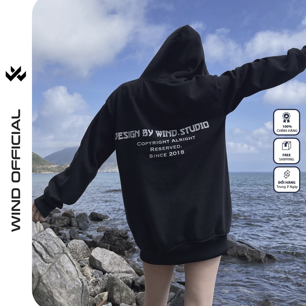 Áo khoác Nỉ zip WIND unisex form rộng TSHIRT hoodie dây kéo thời trang nam nữ oversize ulzzang