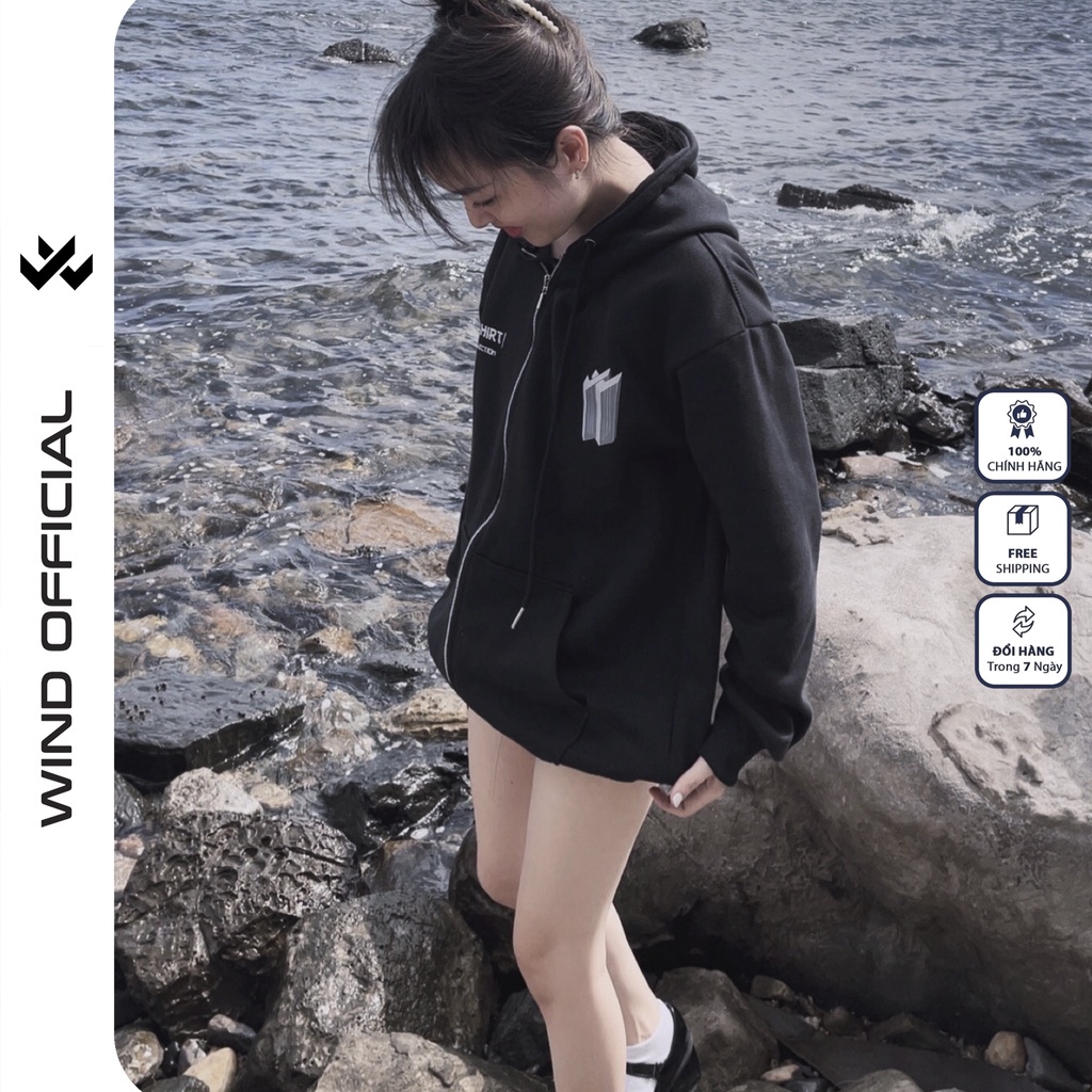 Áo khoác Nỉ zip WIND unisex form rộng TSHIRT hoodie dây kéo thời trang nam nữ oversize ulzzang