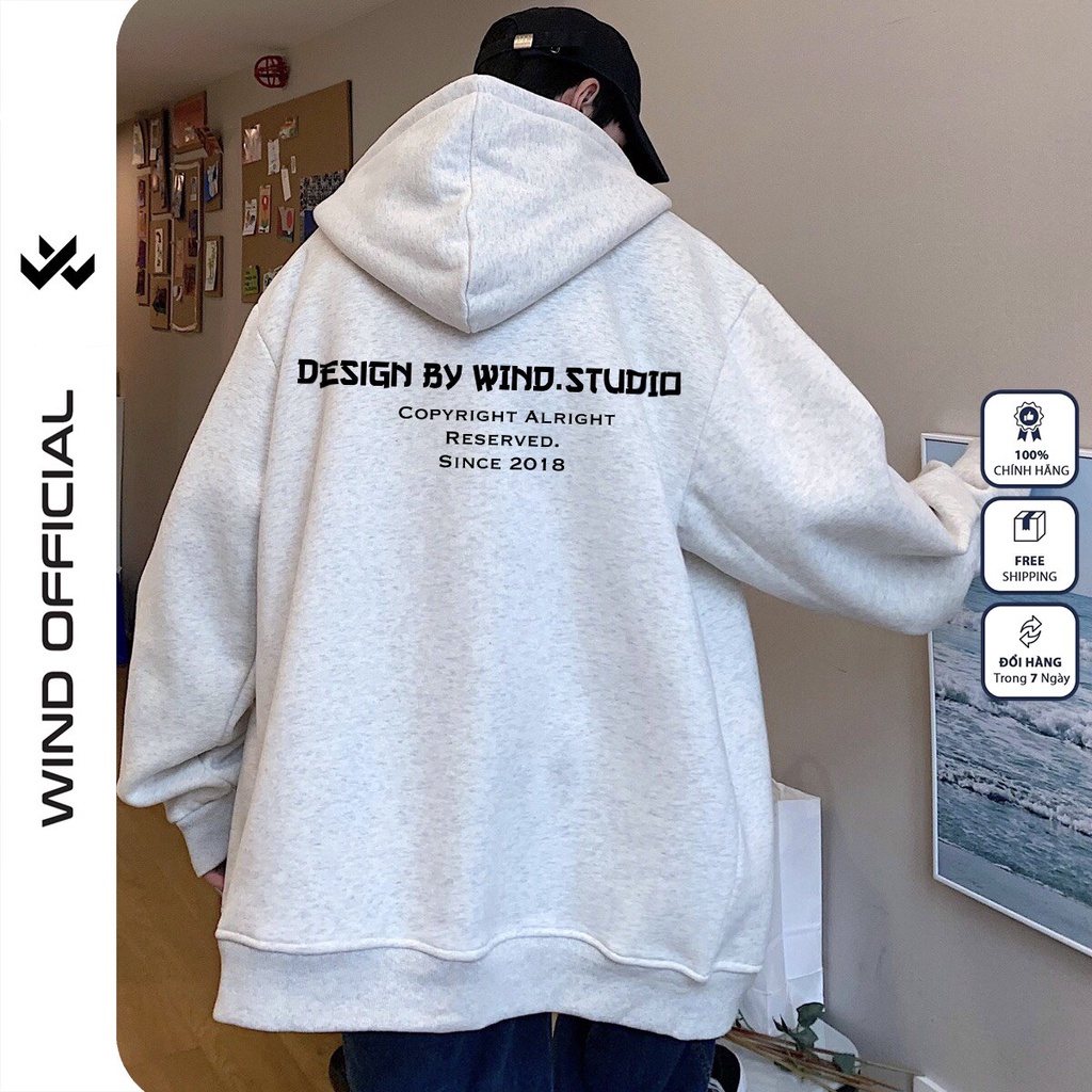 Áo khoác Nỉ zip WIND unisex form rộng TSHIRT hoodie dây kéo thời trang nam nữ oversize ulzzang