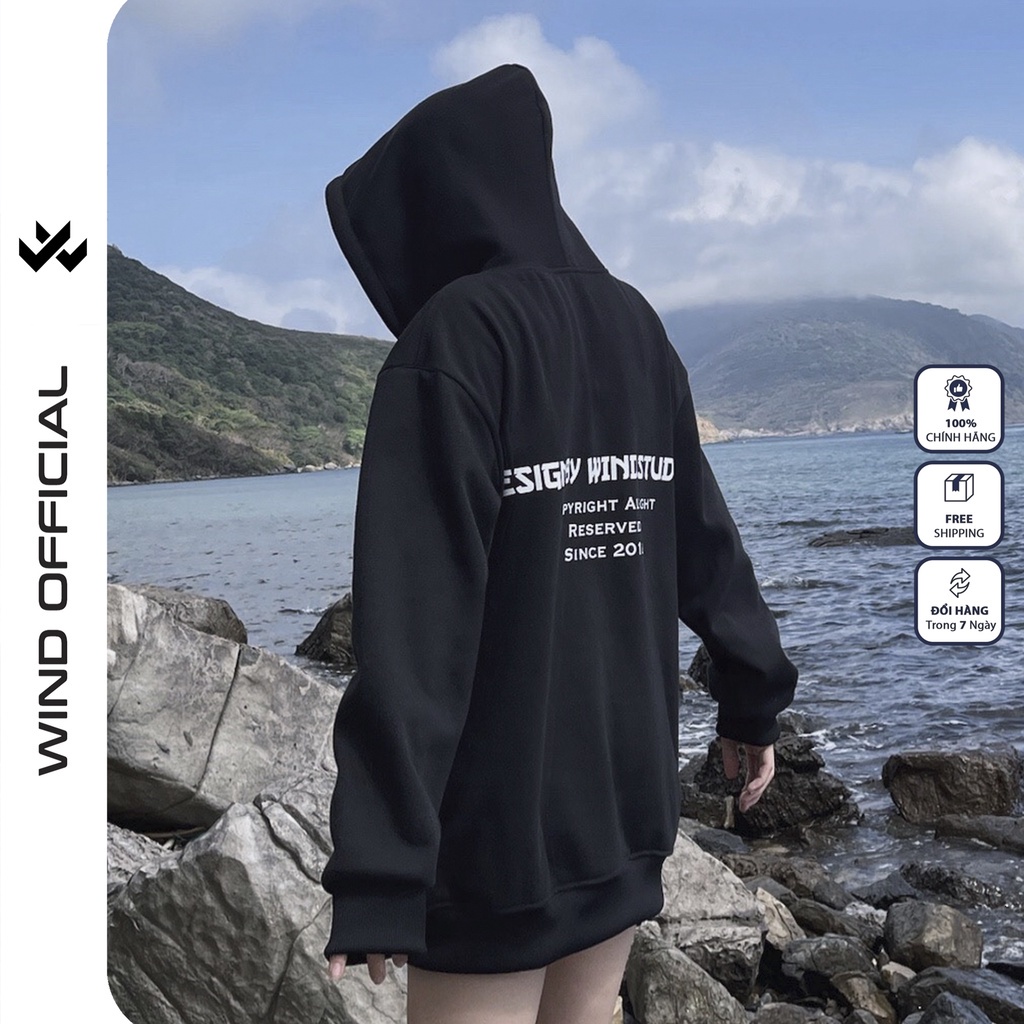 Áo khoác Nỉ zip WIND unisex form rộng TSHIRT hoodie dây kéo thời trang nam nữ oversize ulzzang