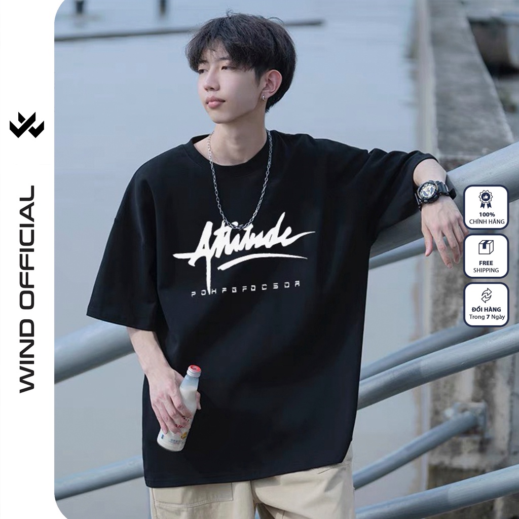 Áo thun tay lỡ WIND unisex form rộng ATTITUDE 65% cotton thời trang nam nữ oversize ulzzang