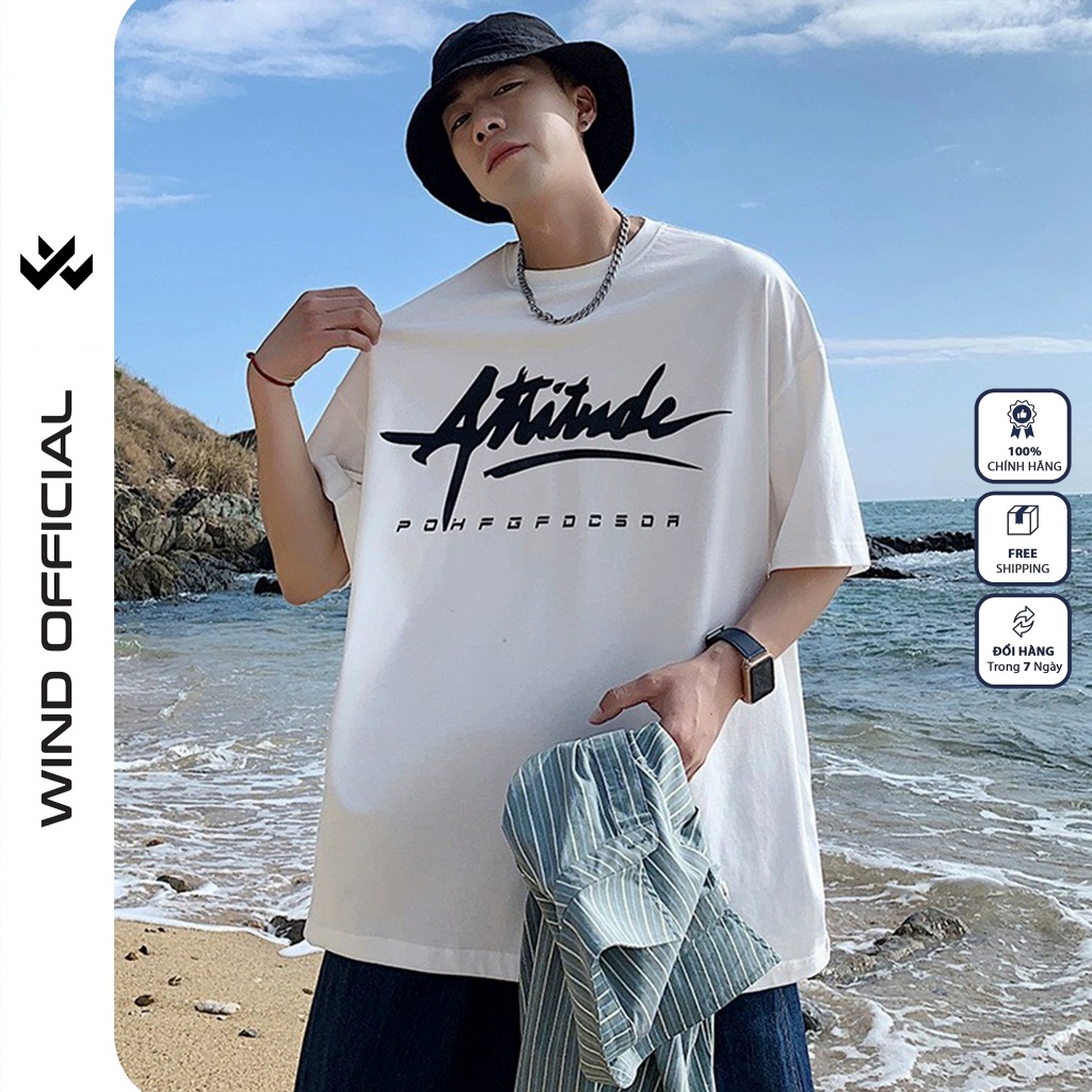Áo thun tay lỡ WIND unisex form rộng ATTITUDE 65% cotton thời trang nam nữ oversize ulzzang