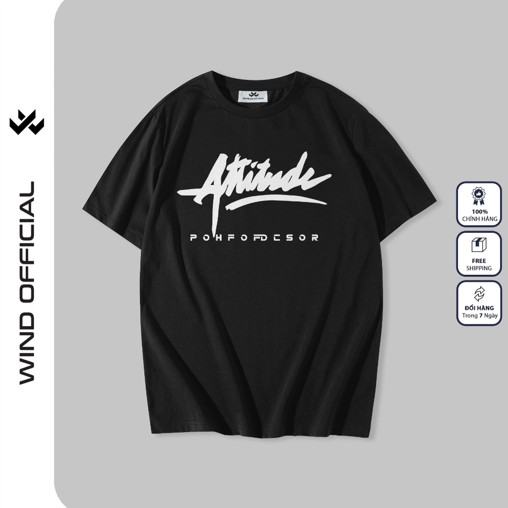 Áo thun tay lỡ WIND unisex form rộng ATTITUDE 65% cotton thời trang nam nữ oversize ulzzang