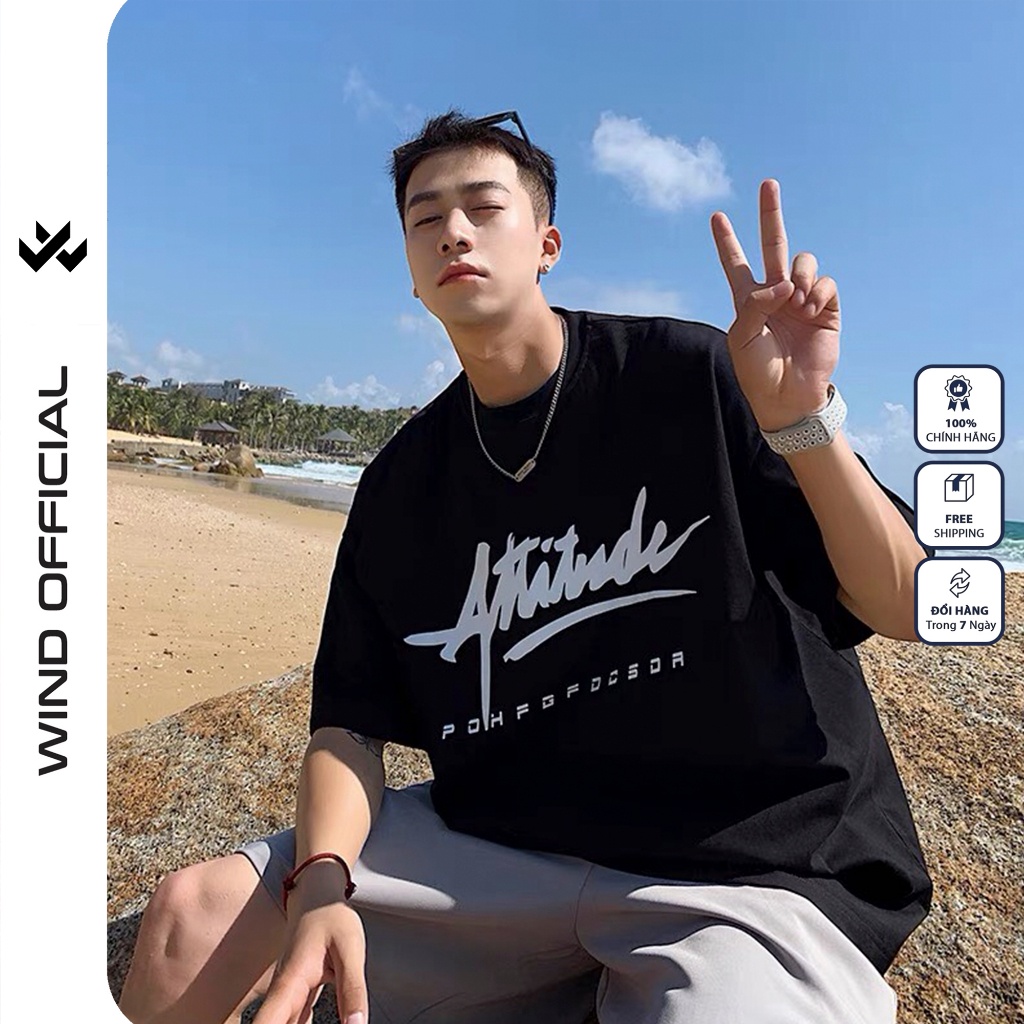 Áo thun tay lỡ WIND unisex form rộng ATTITUDE 65% cotton thời trang nam nữ oversize ulzzang