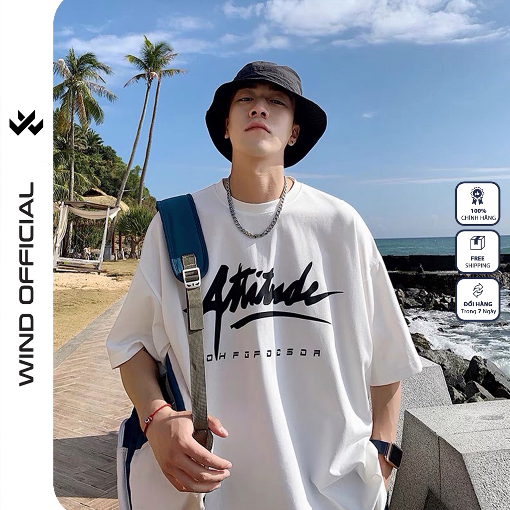 Áo thun tay lỡ WIND unisex form rộng ATTITUDE 65% cotton thời trang nam nữ oversize ulzzang