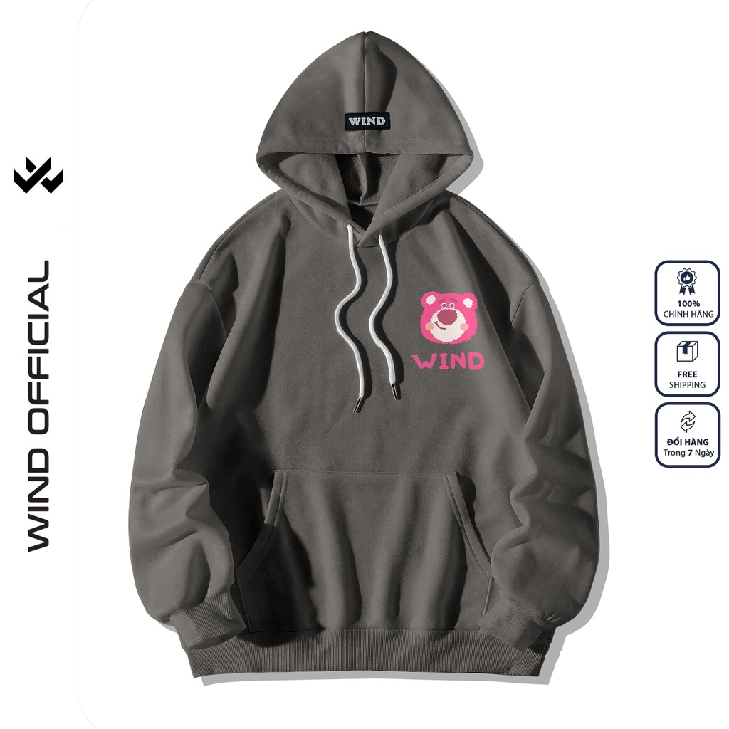 Áo hoodie form rộng WIND unisex nỉ Gấu Money thời trang nam nữ thu đông oversize