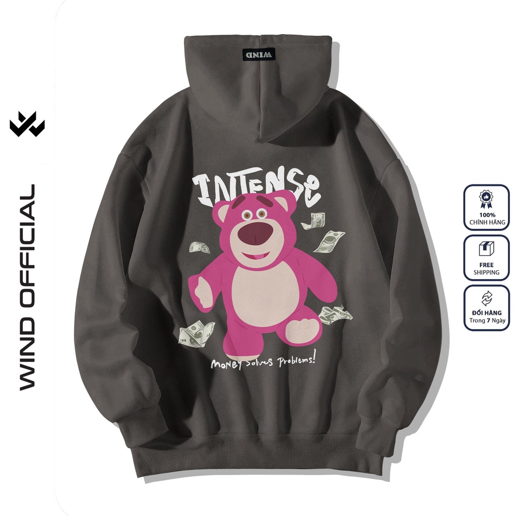 Áo hoodie form rộng WIND unisex nỉ Gấu Money thời trang nam nữ thu đông oversize