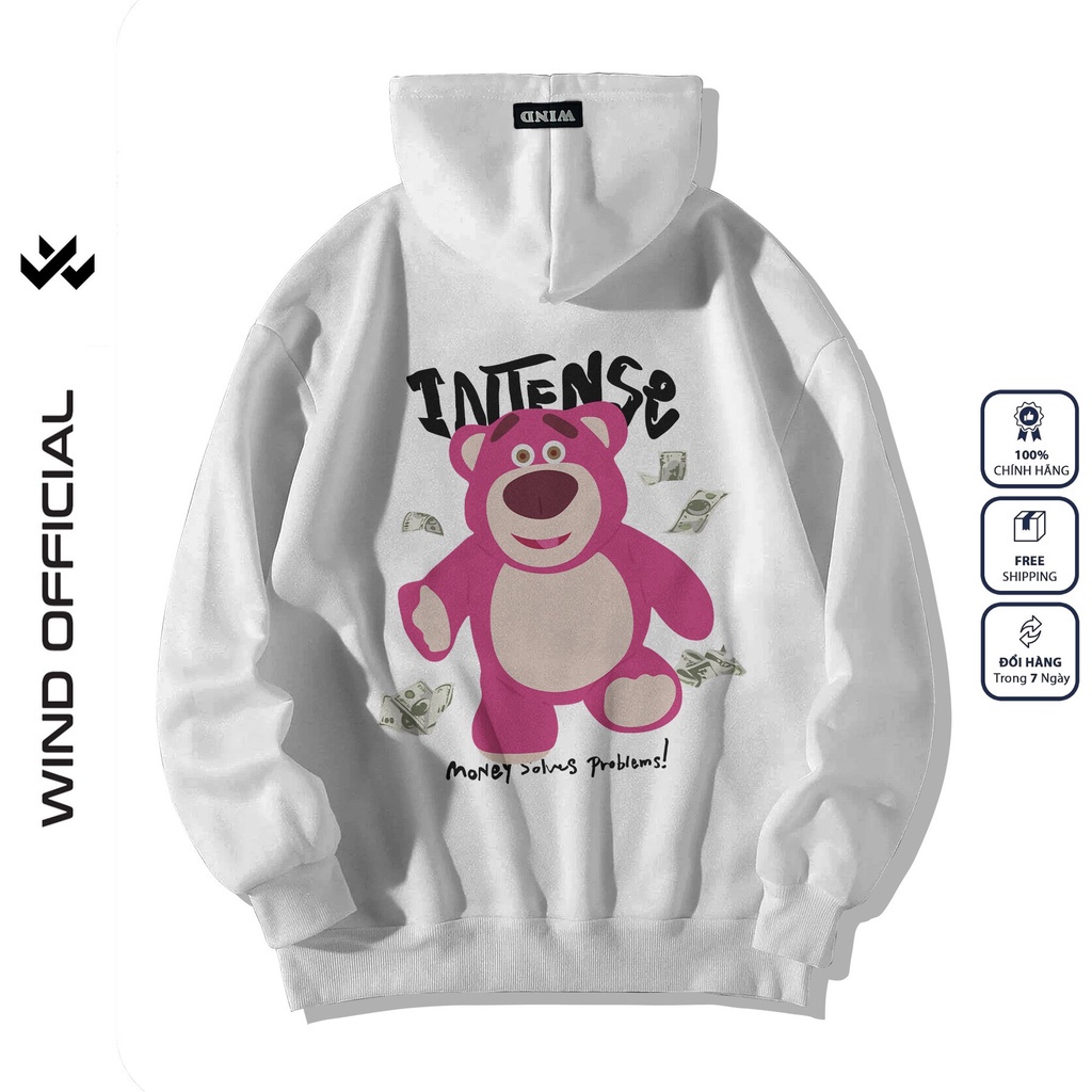 Áo hoodie form rộng WIND unisex nỉ Gấu Money thời trang nam nữ thu đông oversize