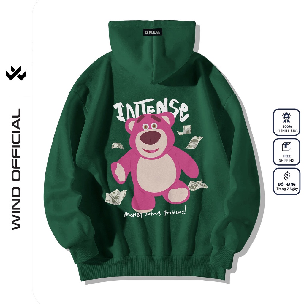 Áo hoodie form rộng WIND unisex nỉ Gấu Money thời trang nam nữ thu đông oversize