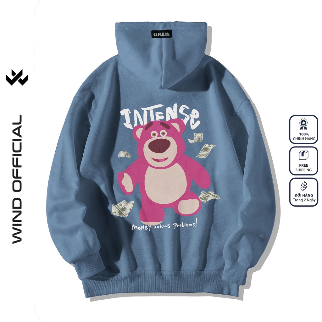 Áo hoodie form rộng WIND unisex nỉ Gấu Money thời trang nam nữ thu đông oversize