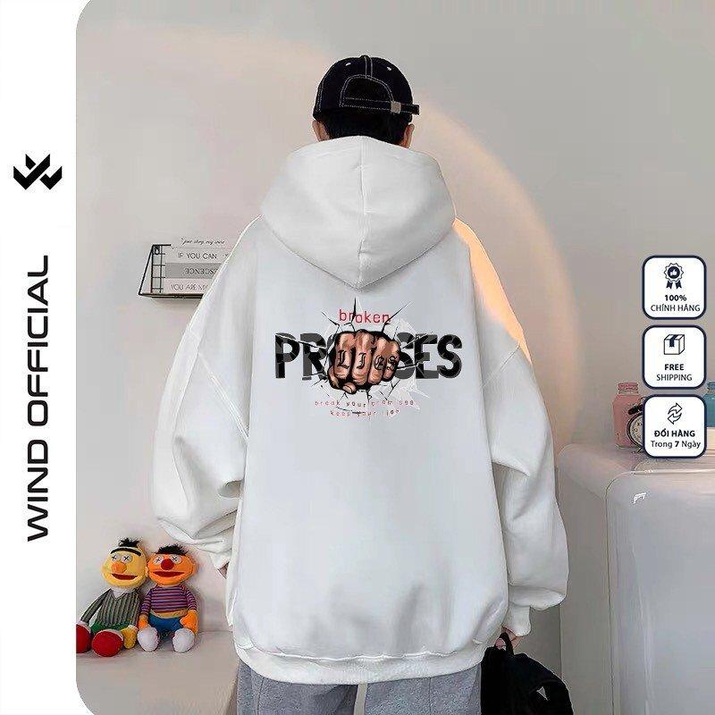 Áo khoác zip WIND Broken form rộng Unisex Hoodie dây kéo nỉ bông thơi trang nam nữ oversize
