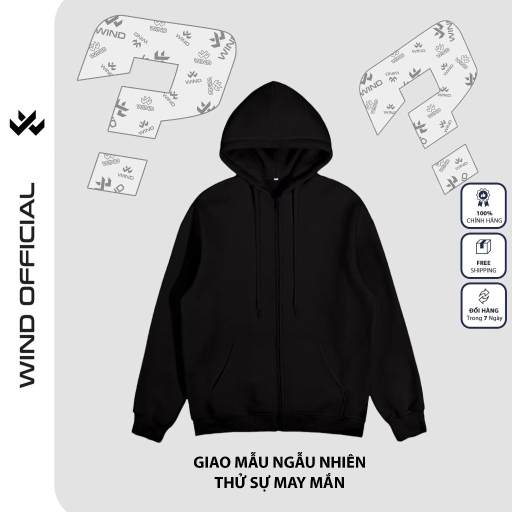 Áo hoodie unisex form rộng WIND nỉ bông GIAO NGẪU NHIÊN THỬ SỰ MAY MẮN thời trang thu đông nam nữ oversize