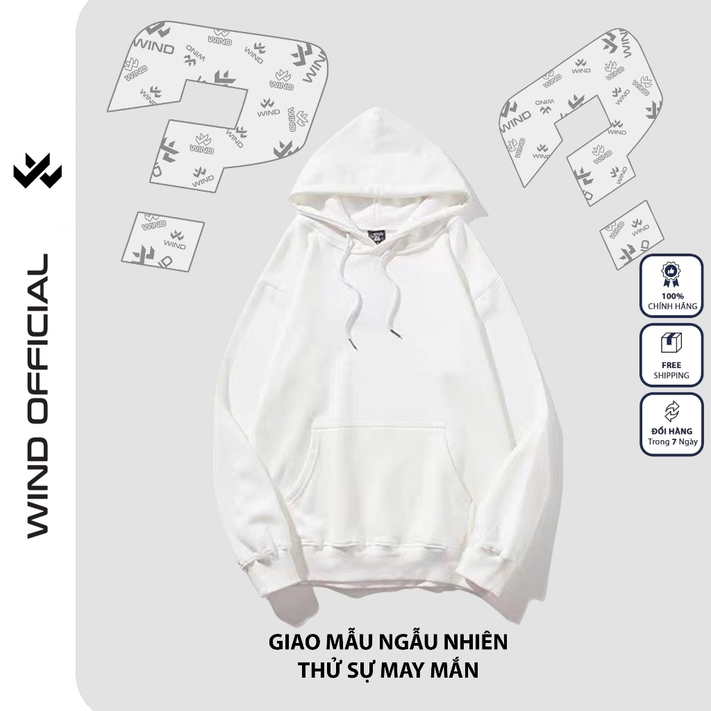 Áo hoodie unisex form rộng WIND nỉ bông GIAO NGẪU NHIÊN THỬ SỰ MAY MẮN thời trang thu đông nam nữ oversize