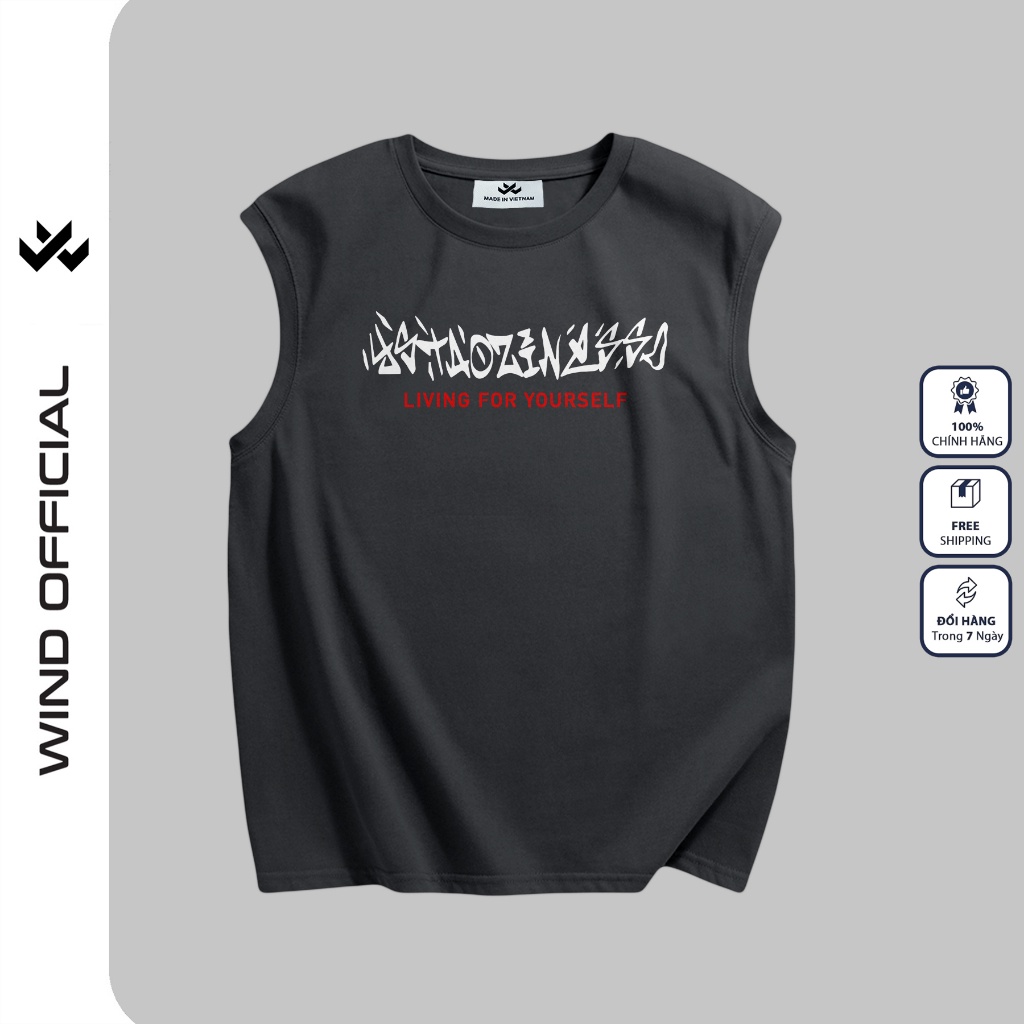 Áo thun ba lỗ WIND unisex form rộng sát nách YOURSELF thời trang nam nữ oversize ulzzang