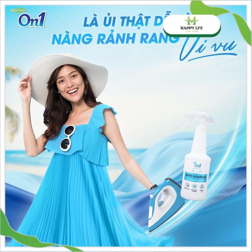 Xịt thơm quần áo, nước xịt thơm ủi quần áo phẳng phiu khử mùi ẩm mốc On1 hương biển xanh 500ml - Happy Life 4U