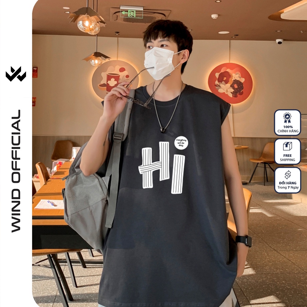 Áo thun ba lỗ WIND unisex form rộng sát nách HI thời trang nam nữ oversize ulzzang