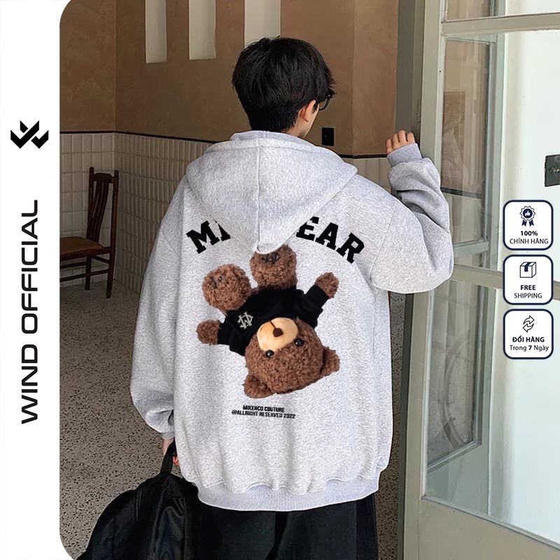 Áo khoác Nỉ zip WIND unisex form rộng MIKE hoodie dây kéo thời trang nam nữ oversize ulzzang