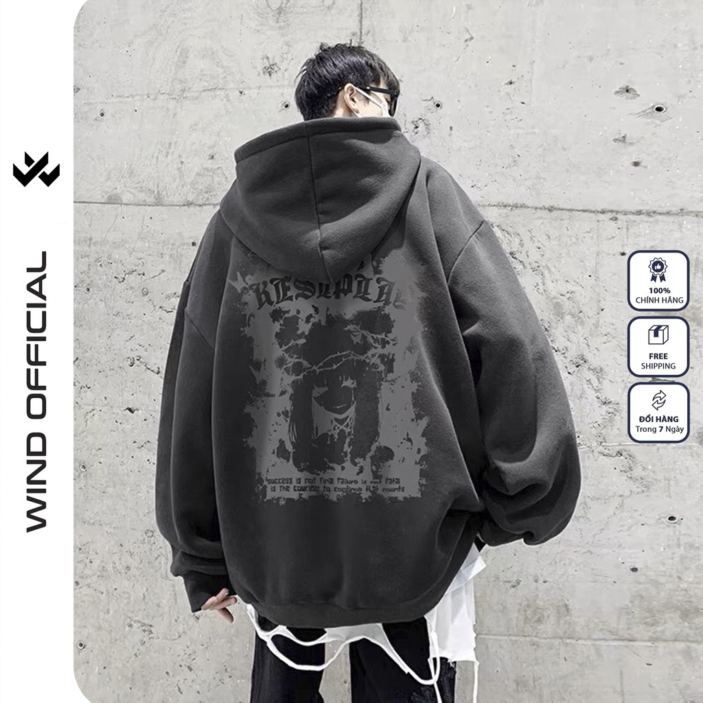 Áo hoodie dây kéo nam nữ form rộng WIND RESPLAY thời trang nam nữ oversize ulzzang