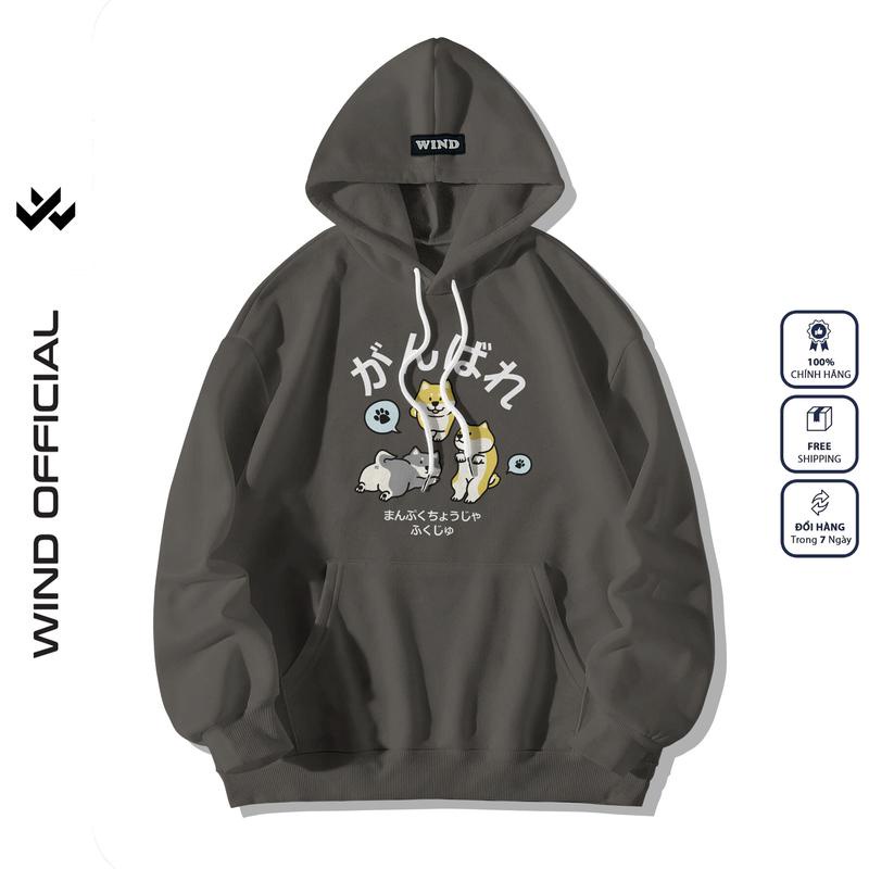 Áo hoodie unisex form rộng WIND 3 Chú Chó bản Premium nỉ ngoại nam nữ oversize ulzzang
