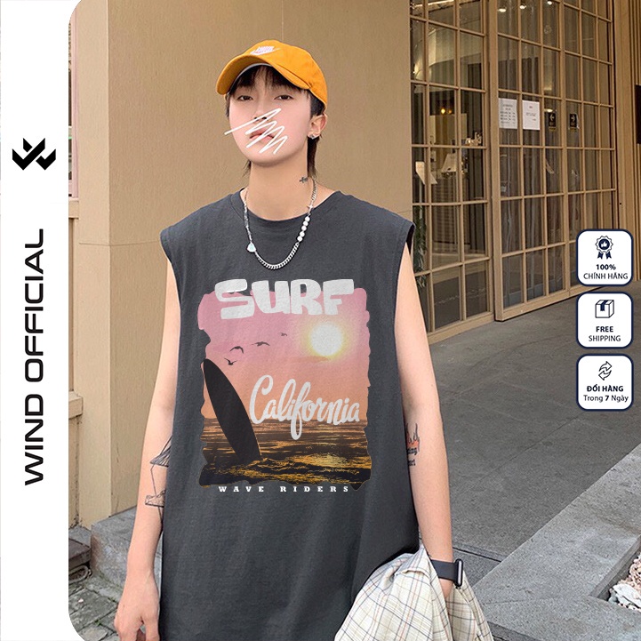 Áo thun ba lỗ WIND unisex form rộng sát nách CALIFONIA thời trang nam nữ oversize ulzzang