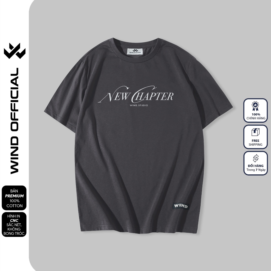 Áo thun tay lỡ form rộng WIND phông unisex HAPTER 65% cotton thời trang nam nữ oversize