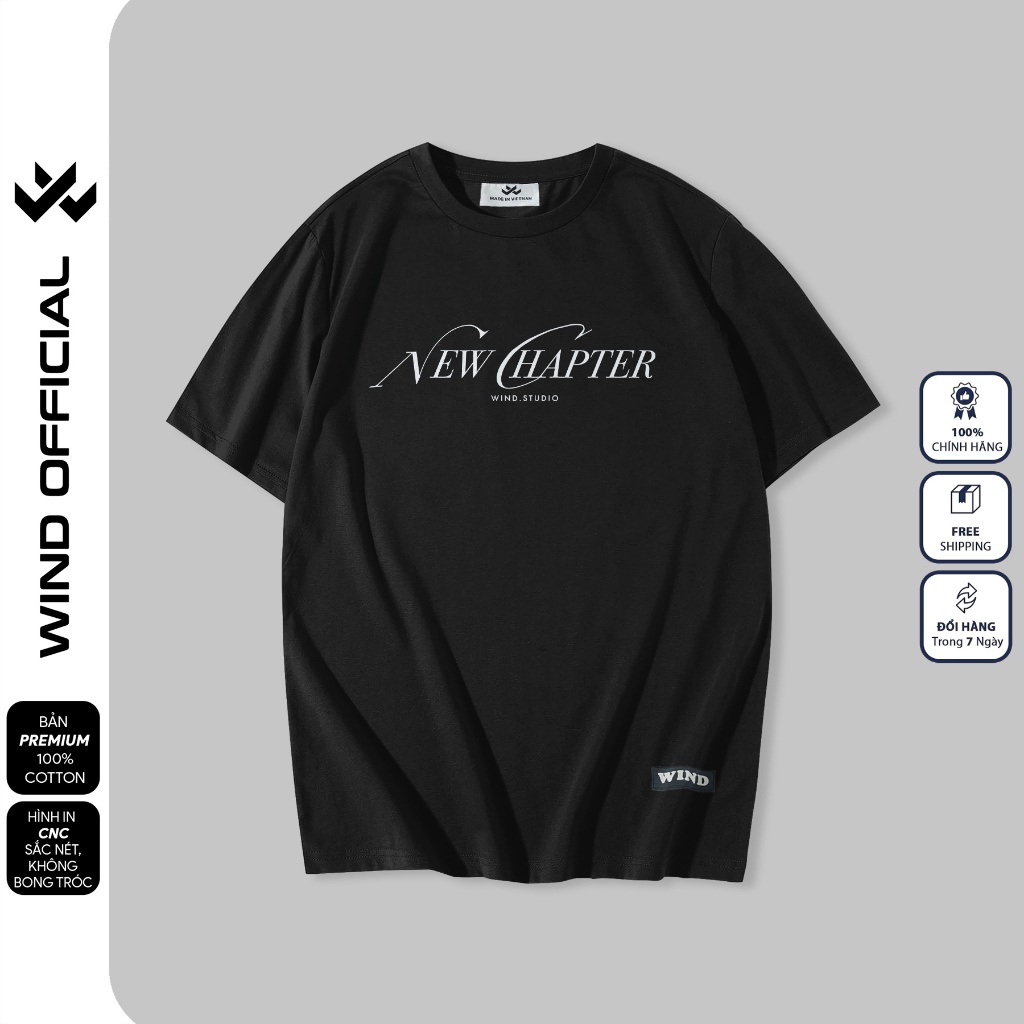 Áo thun tay lỡ form rộng WIND phông unisex HAPTER 65% cotton thời trang nam nữ oversize