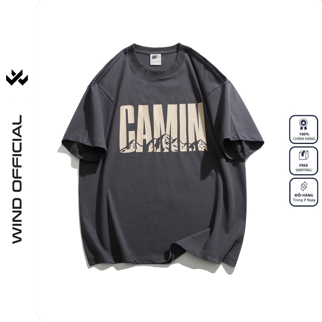 Áo thun tay lỡ WIND unisex form rộng CAMIN 65% cotton thời trang nam nữ oversize ulzzang