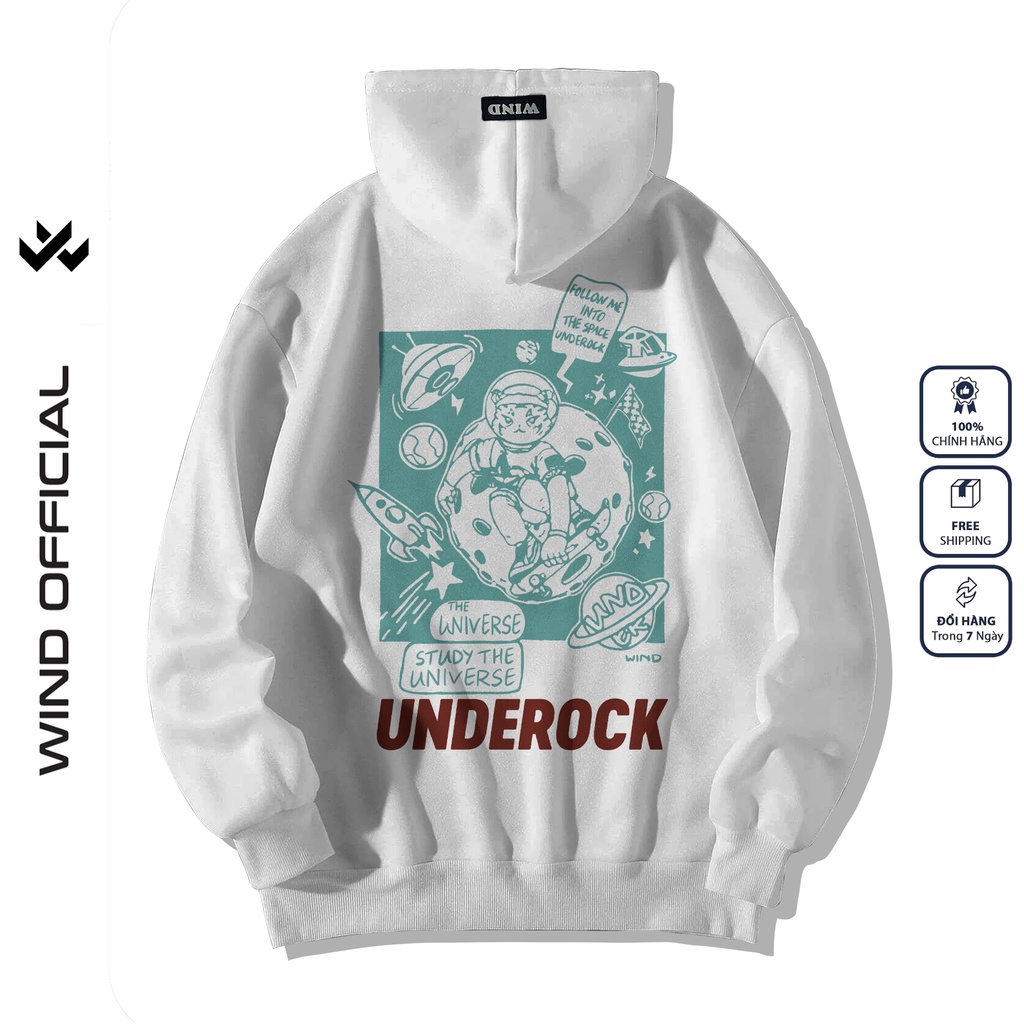 Áo hoodie unisex form rộng WIND UNDER SPACE thời trang áo khoác chống nắng oversize ulzzang