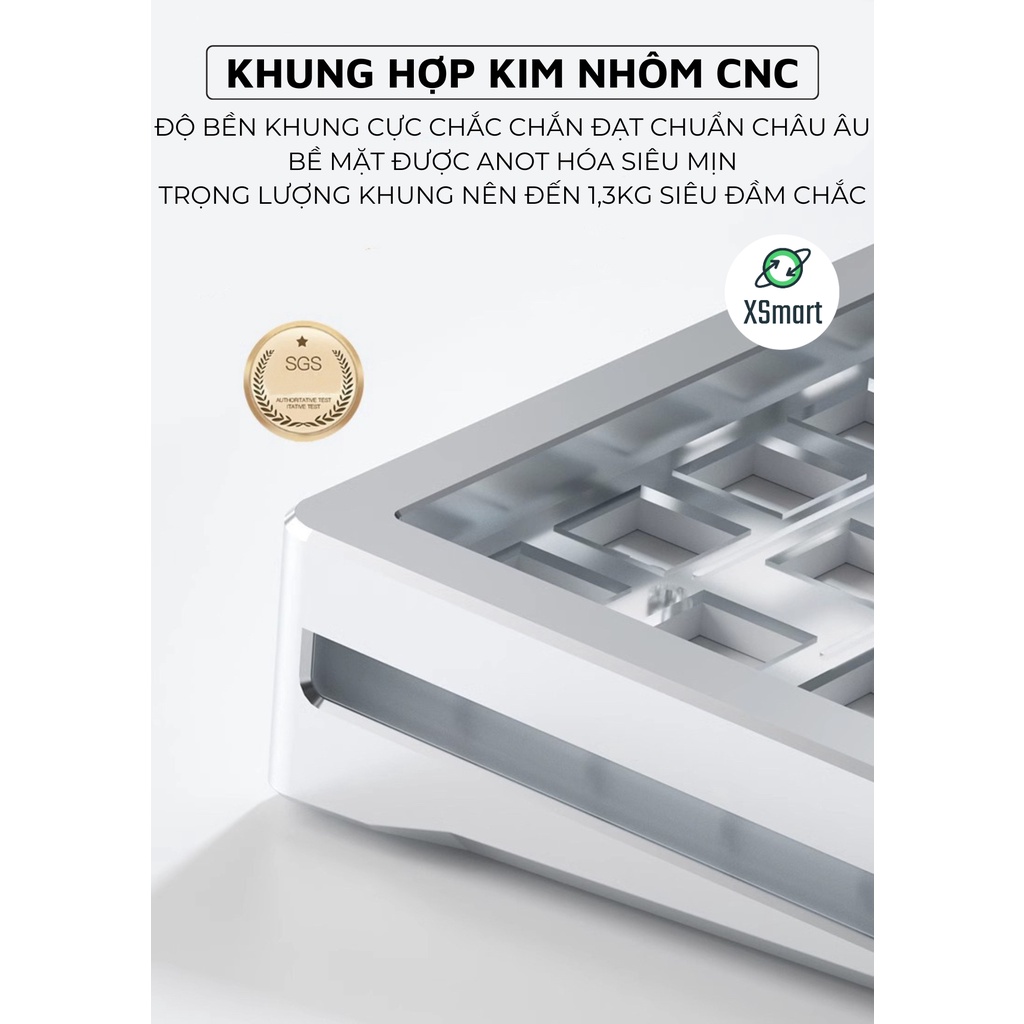 Bàn Phím Cơ Bluetooth Khung Nhôm ALUMINUM XM-M71 Cấu Trúc GASKET, Hotwsap 5 Pin Mạch Xuôi Cao Cấp Gõ Cực Sướng | BigBuy360 - bigbuy360.vn