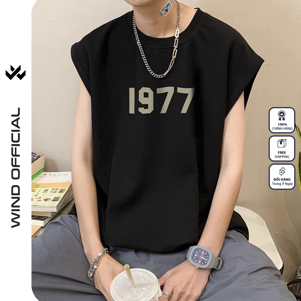 Áo thun ba lỗ WIND unisex form rộng sát nách 1977 thời trang nam nữ oversize ulzzang