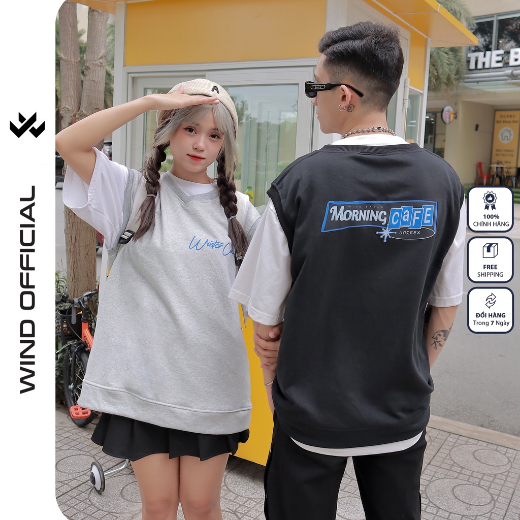 Áo gile unisex WIND form rộng CAFE thời trang nam nữ oversize phong cách ulzzang