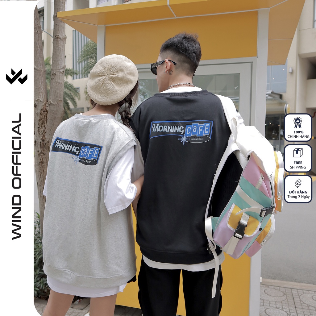 Áo gile unisex WIND form rộng CAFE thời trang nam nữ oversize phong cách ulzzang