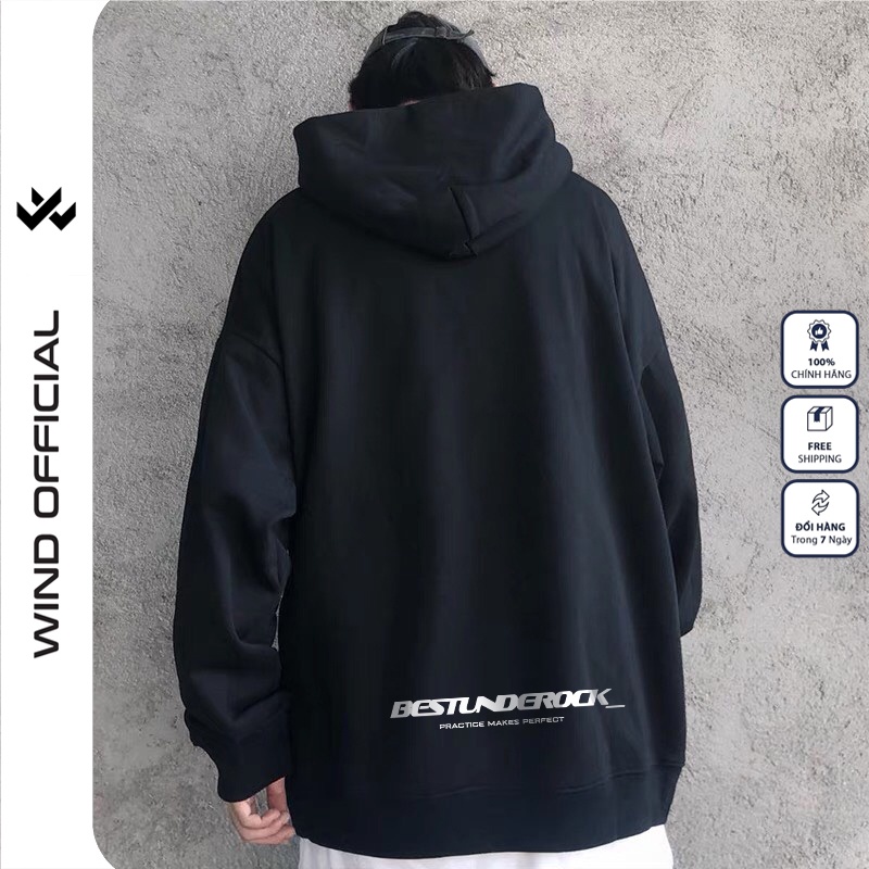 Áo khoác Nỉ zip WIND unisex form rộng UNDEROCK hoodie dây kéo thời trang nam nữ oversize ulzzang