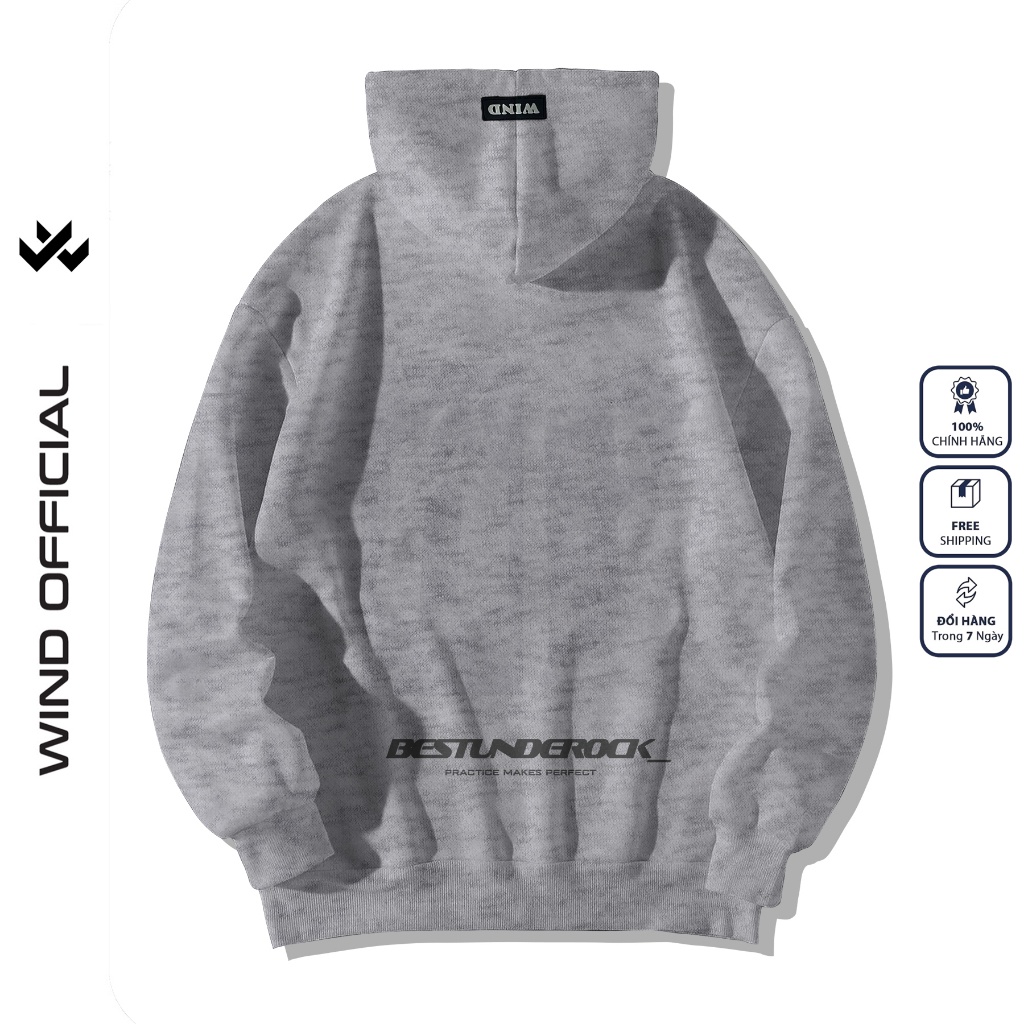 Áo khoác Nỉ zip WIND unisex form rộng UNDEROCK hoodie dây kéo thời trang nam nữ oversize ulzzang