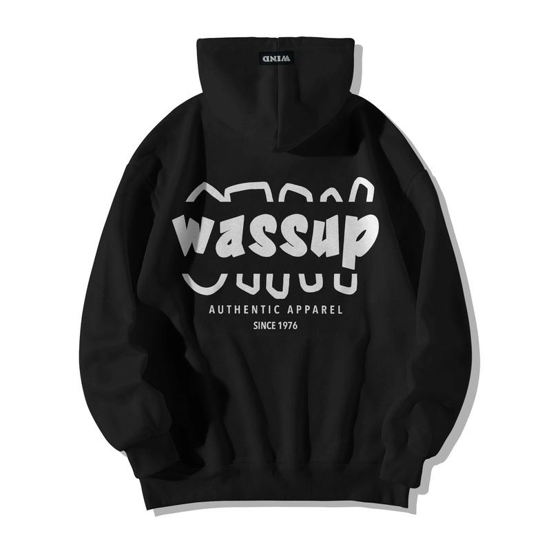 Áo hoodie WIND unisex form rộng WASSUP nỉ Bông nam nữ oversize ulzzang