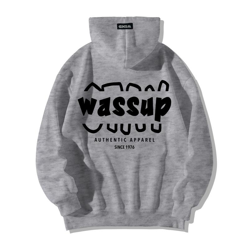 Áo hoodie WIND unisex form rộng WASSUP nỉ Bông nam nữ oversize ulzzang