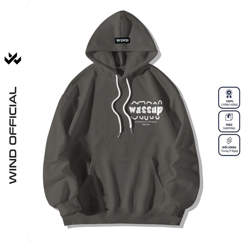 Áo hoodie WIND unisex form rộng WASSUP nỉ Bông nam nữ oversize ulzzang