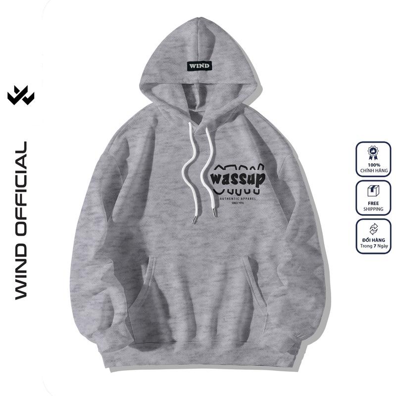 Áo hoodie WIND unisex form rộng WASSUP nỉ Bông nam nữ oversize ulzzang