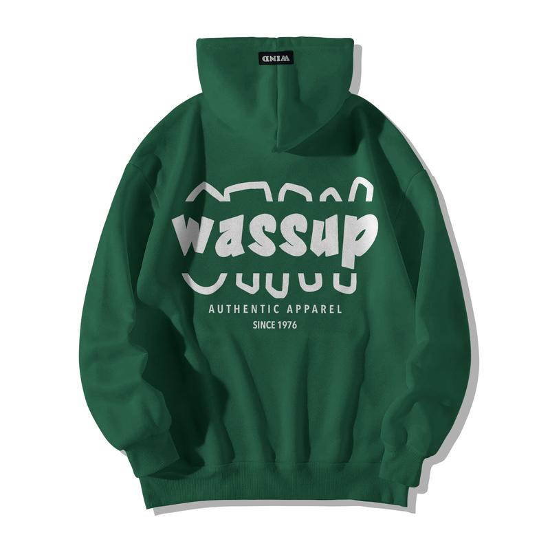 Áo hoodie WIND unisex form rộng WASSUP nỉ Bông nam nữ oversize ulzzang