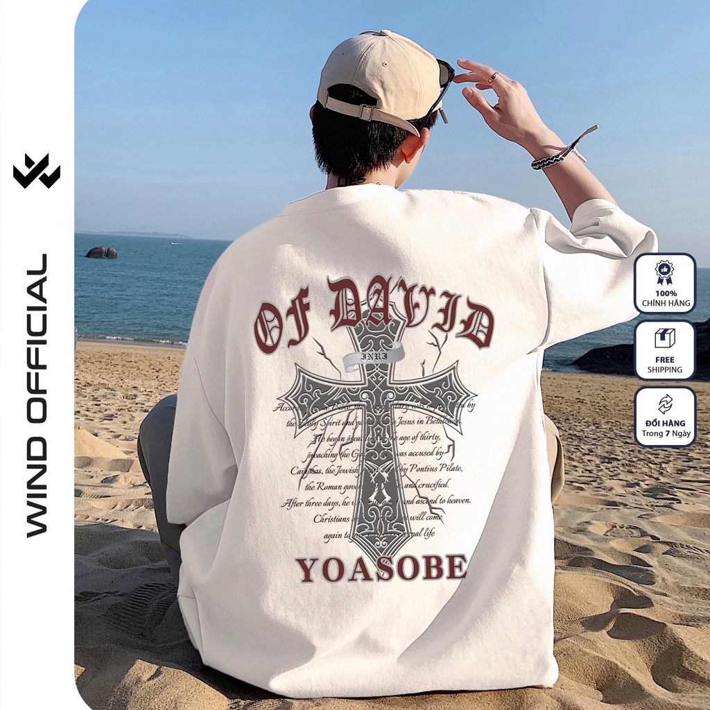 Áo thun tay lỡ WIND unisex form rộng YOASOBE 65% cotton thời trang nam nữ oversize ulzzang